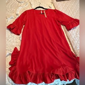 Uncle Frank Red Ruffle Dress size Medium